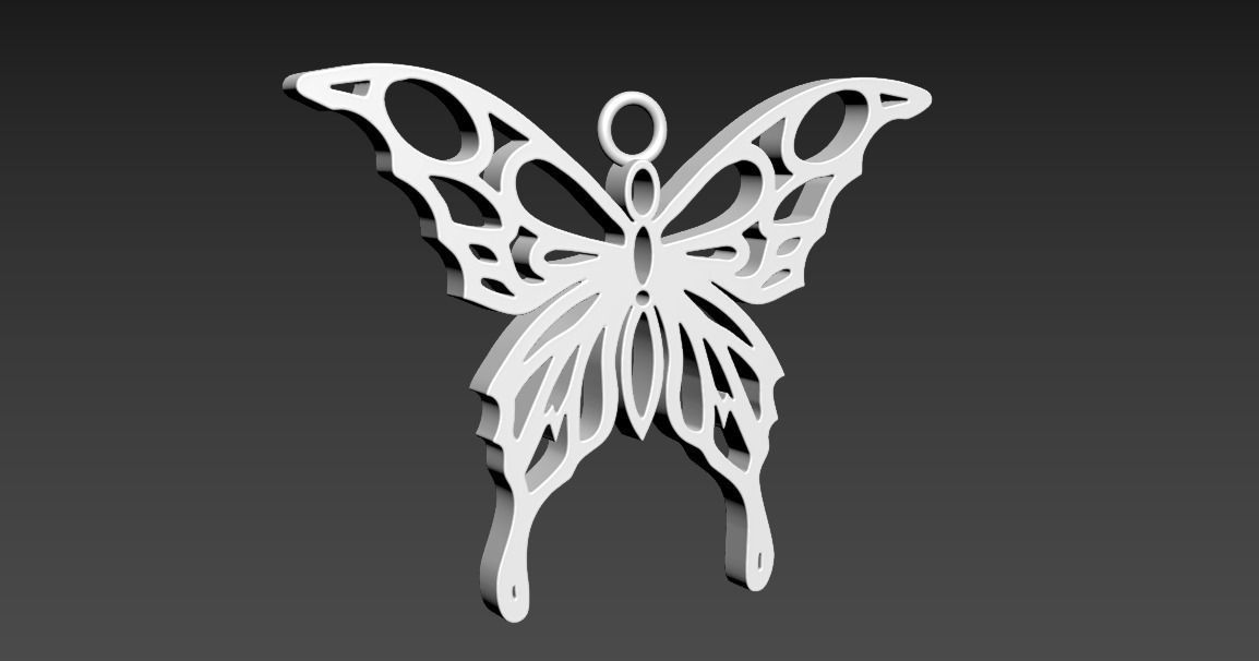 Butterfly V1 pendant jewelry gold necklace medallion 3D print model_3