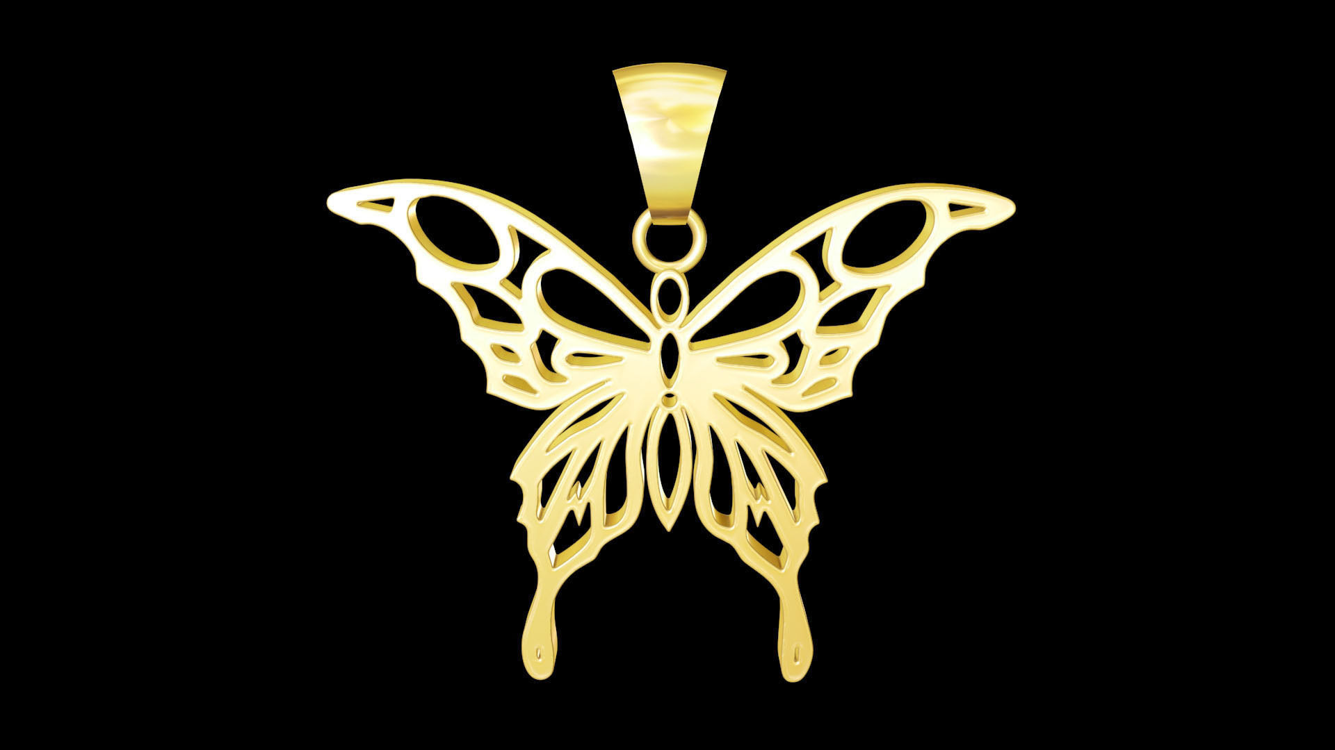 Butterfly V1 pendant jewelry gold necklace medallion 3D print model_2