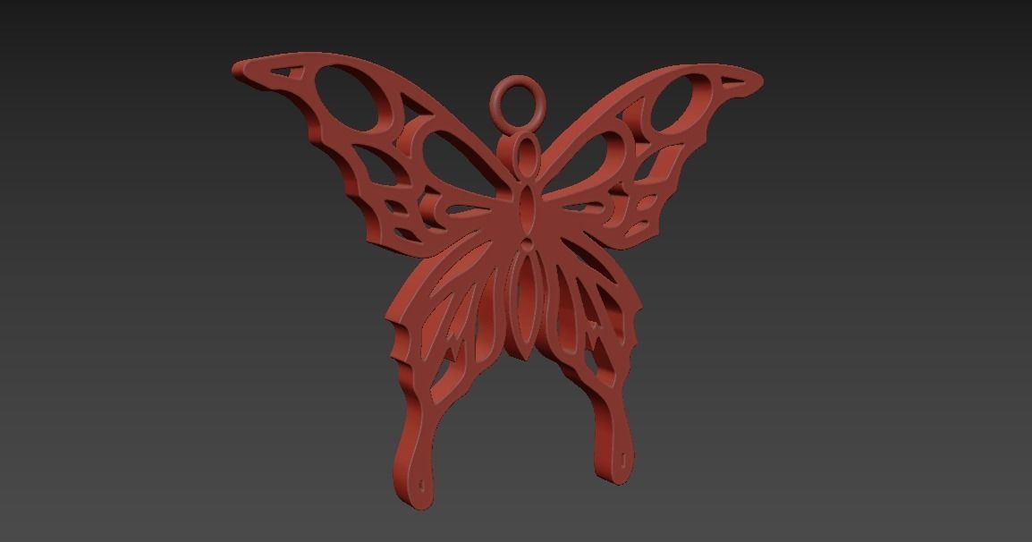 Butterfly V1 pendant jewelry gold necklace medallion 3D print model_4
