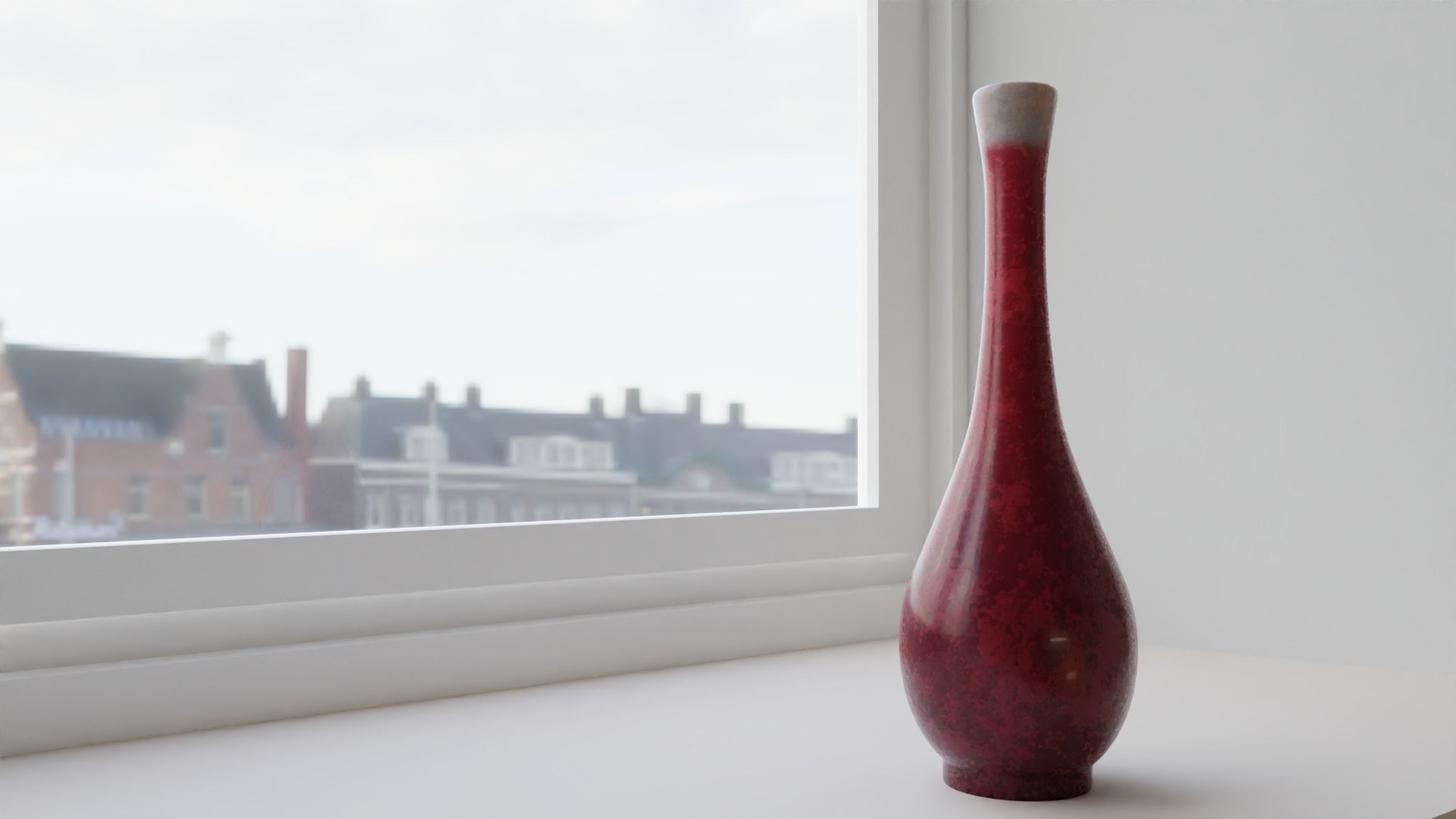 Decorative red marble vase Low-poly 3D model_4