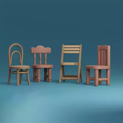 Cartoon chairs Low-poly 3D model