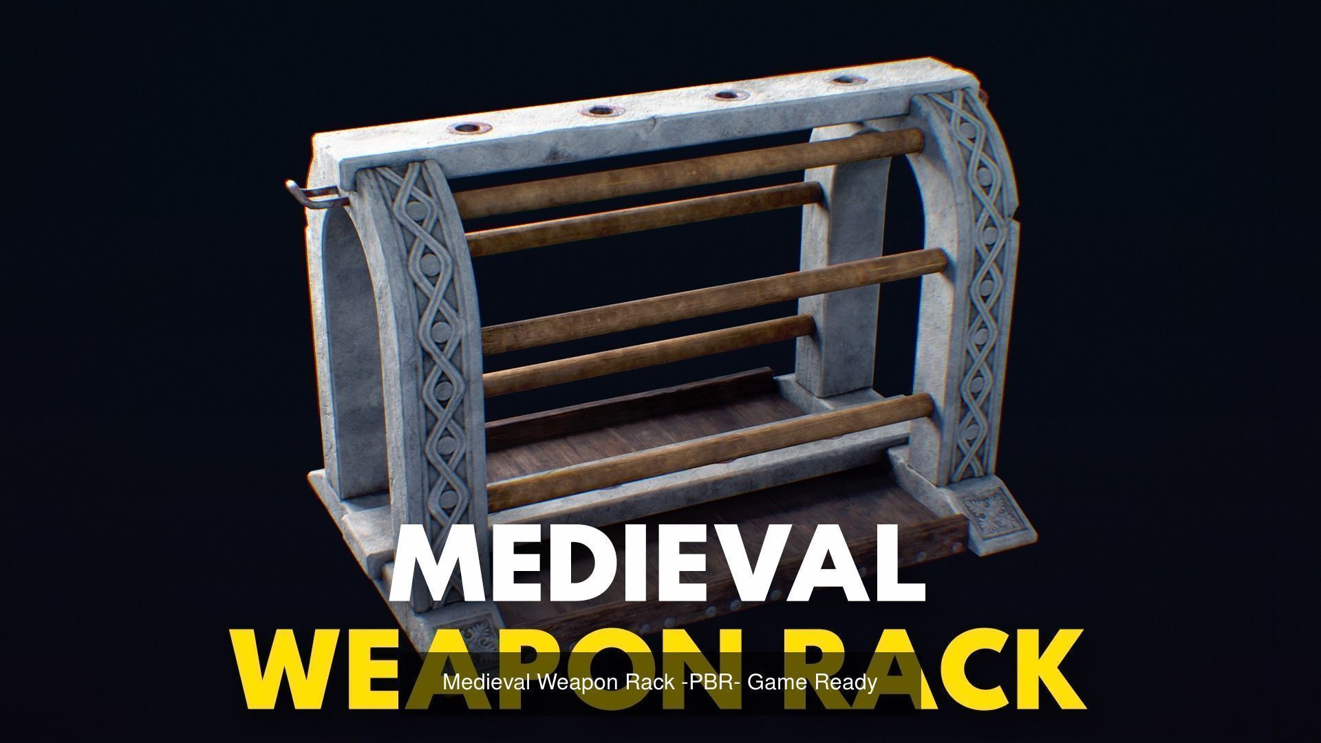 Medieval Weapon Bundle with weapon Rack - PBR - Game Ready 3D Model Collection_1