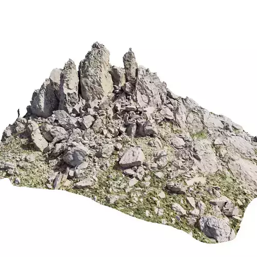 Cliff Boulder Field Mountain PBR Scan Low-poly 3D model
