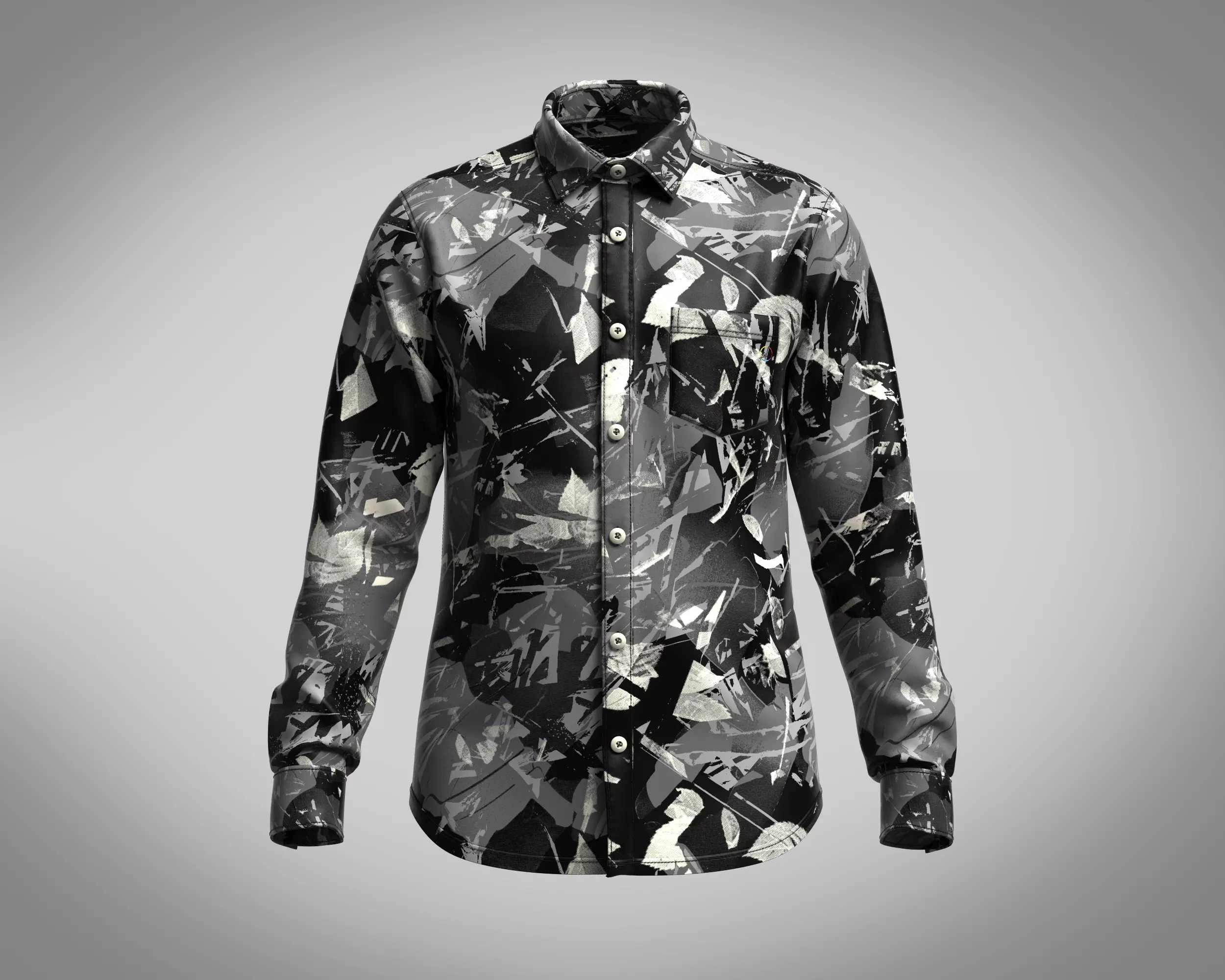 Mens shattered floral print Shirt 3D model