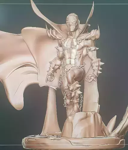 SPAWN statue of man with cape