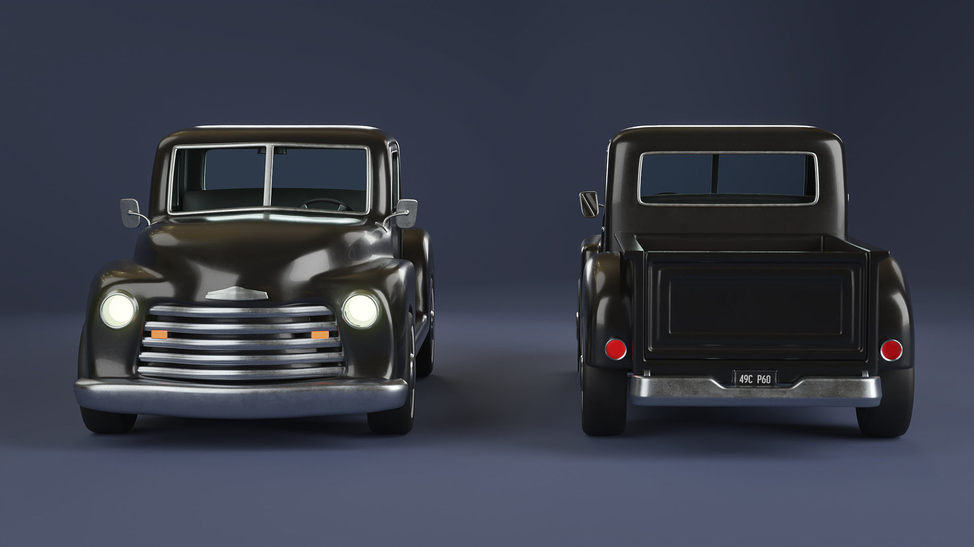 Stylized Classic Truck 3D model_4