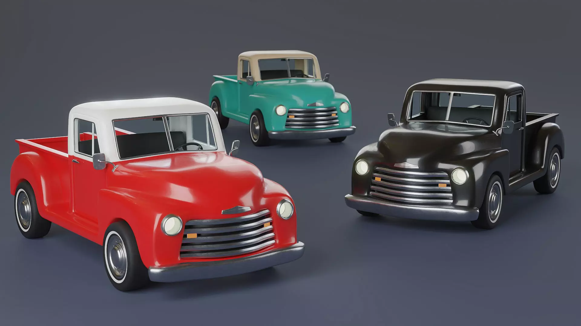 Stylized Classic Truck 3D model_0