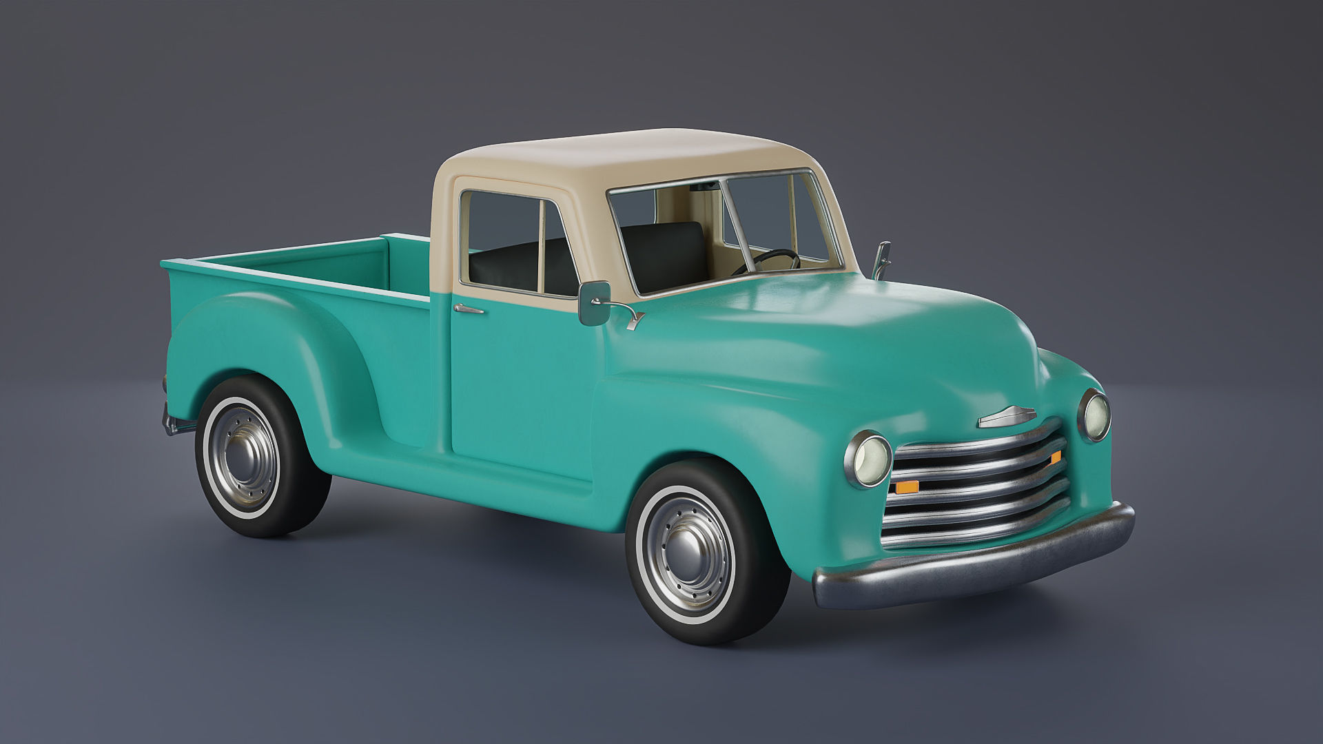 Stylized Classic Truck 3D model_19