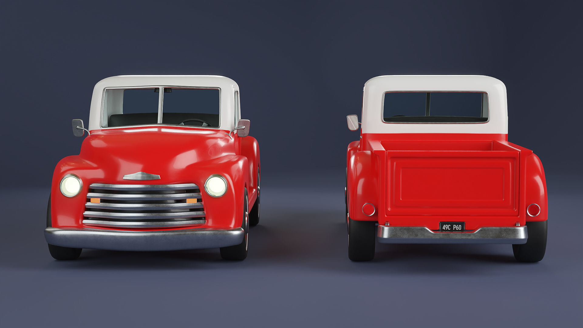 Stylized Classic Truck 3D model_2