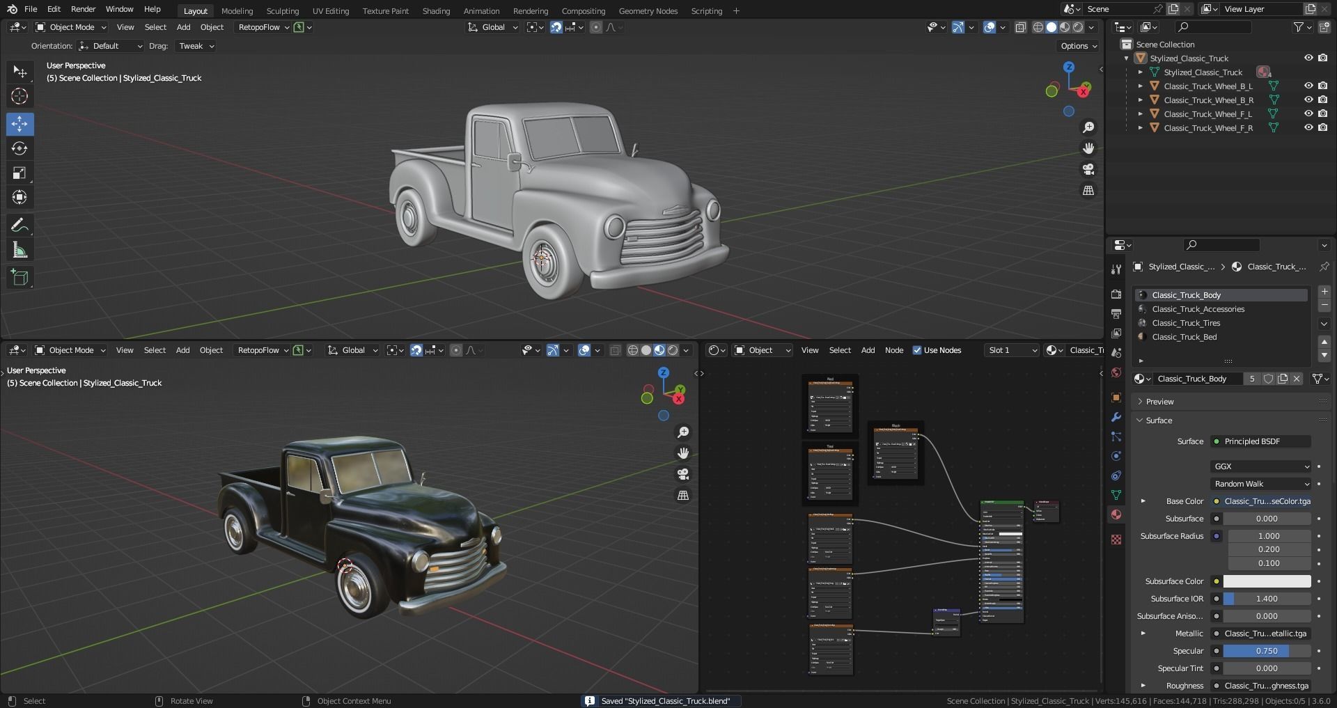 Stylized Classic Truck 3D model_7