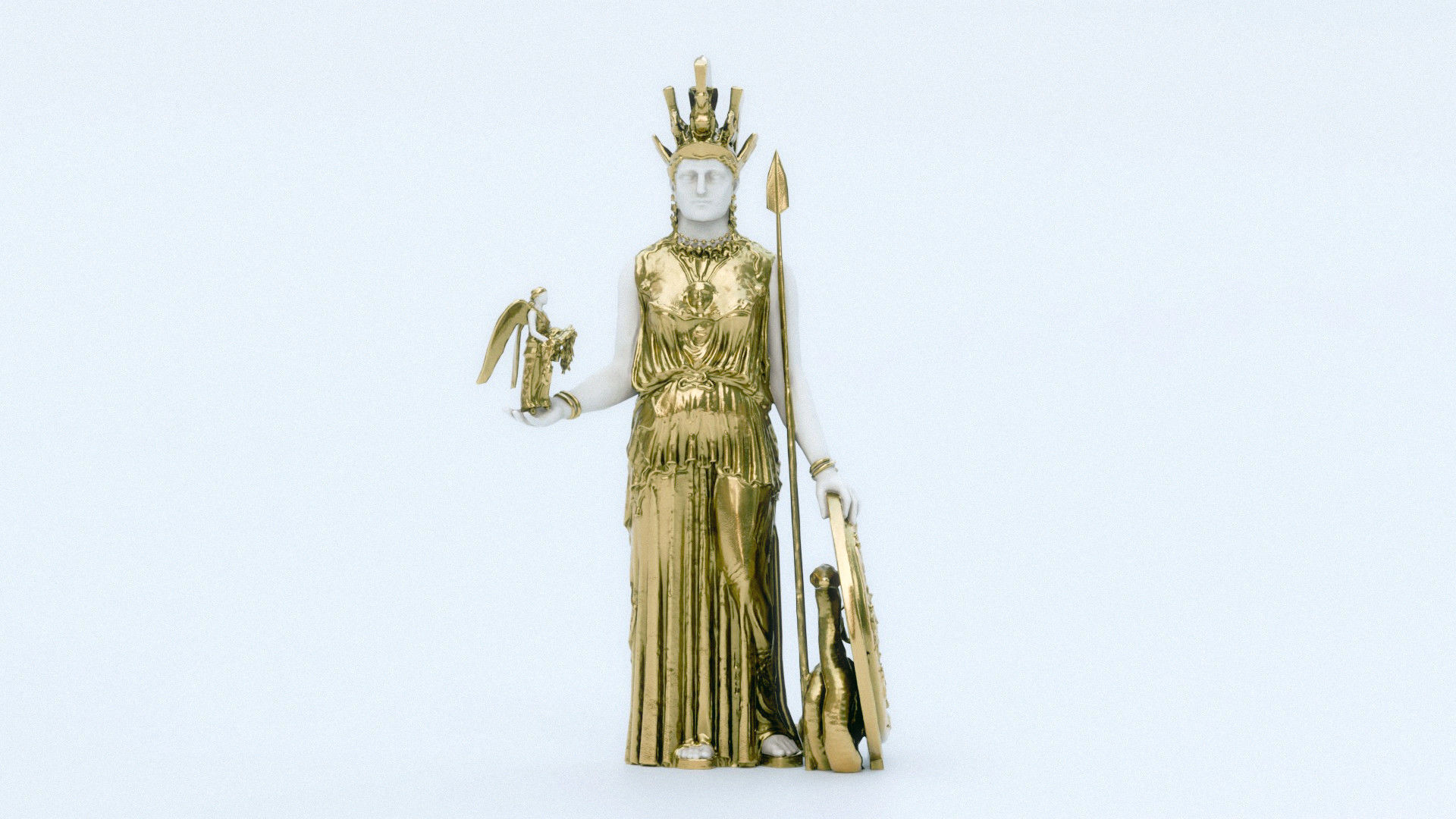 Statue of Athena Parthenos Low-poly 3D model_7