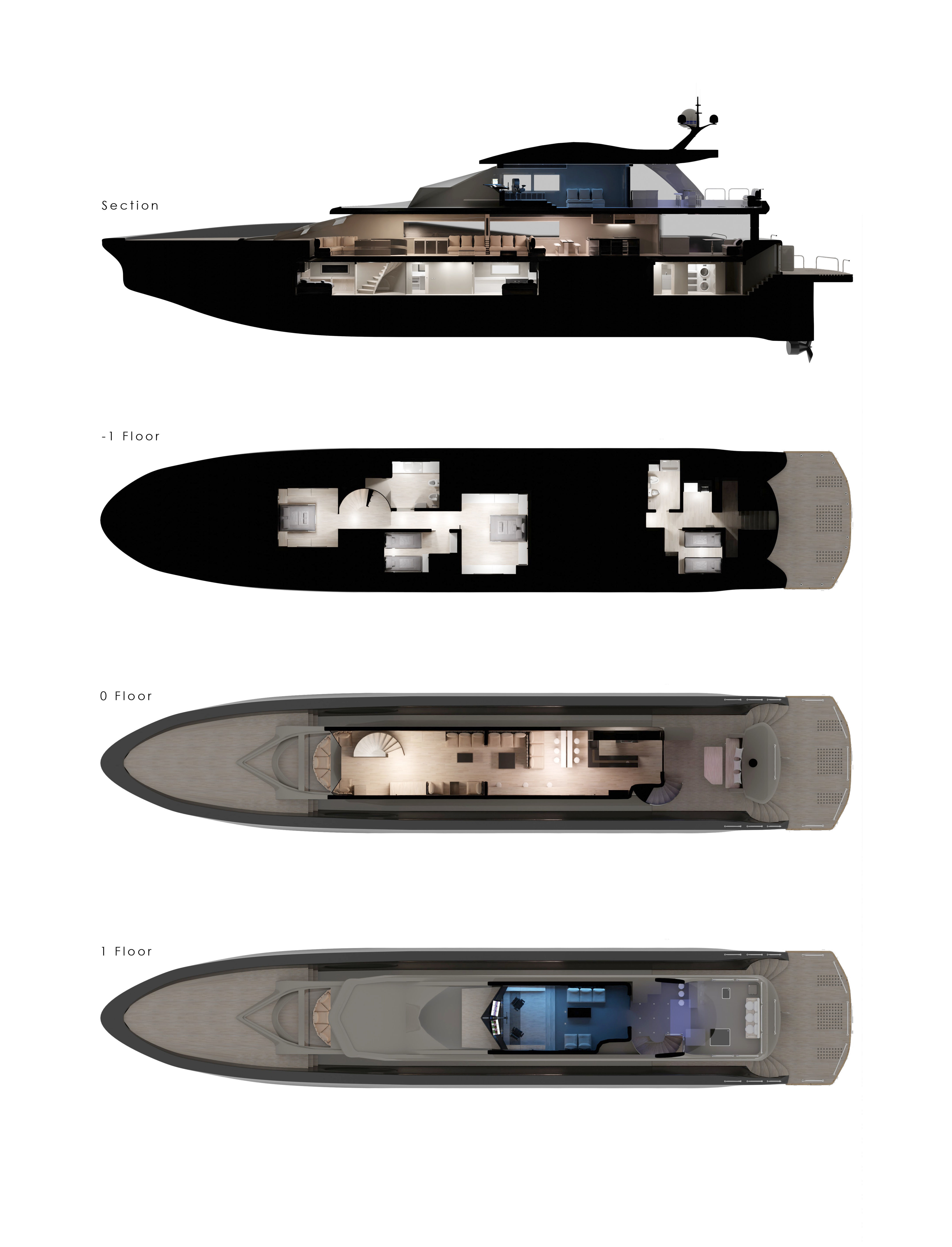 Luxury Yacht with interior 3D model_6