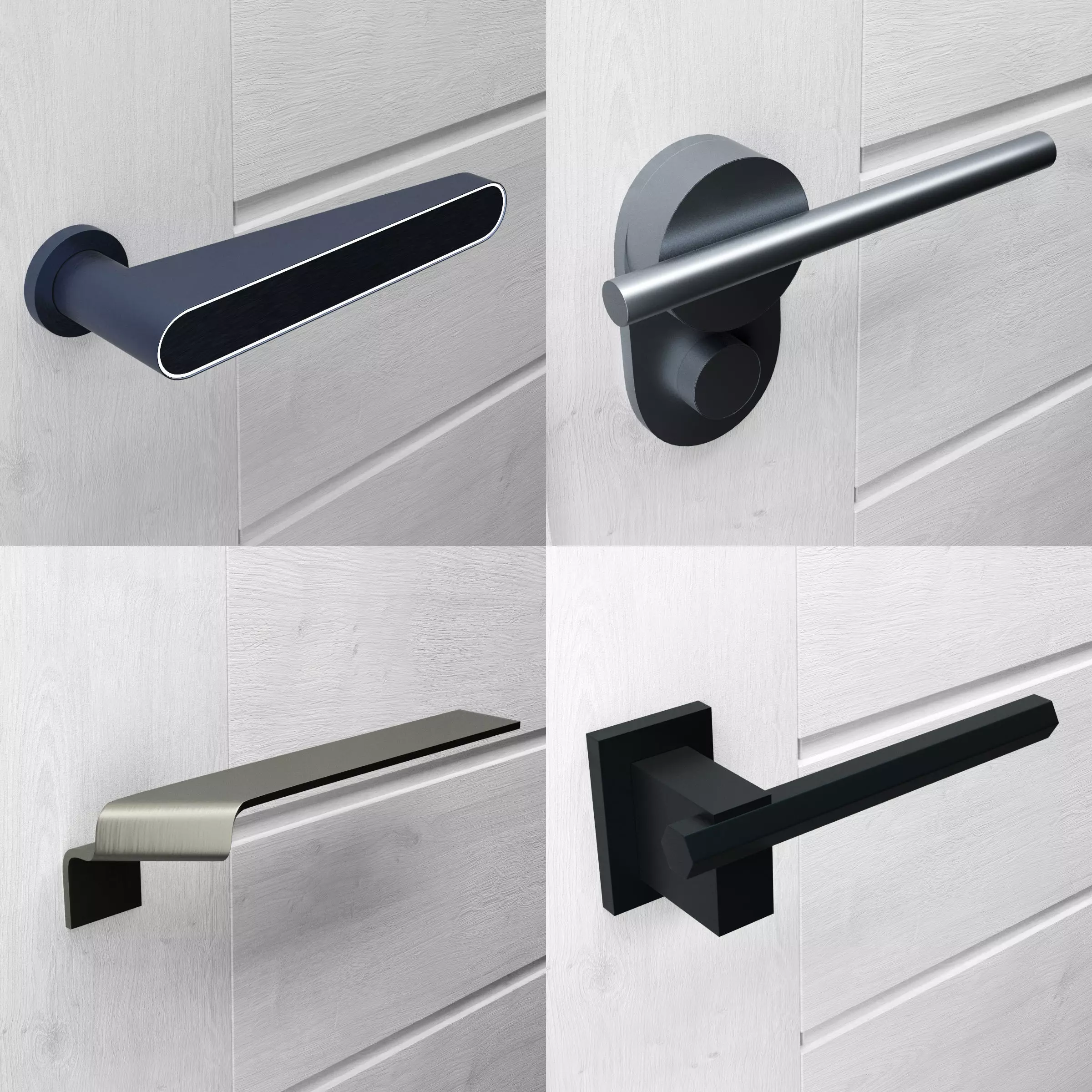 Door handles collection set 3 3D model_0