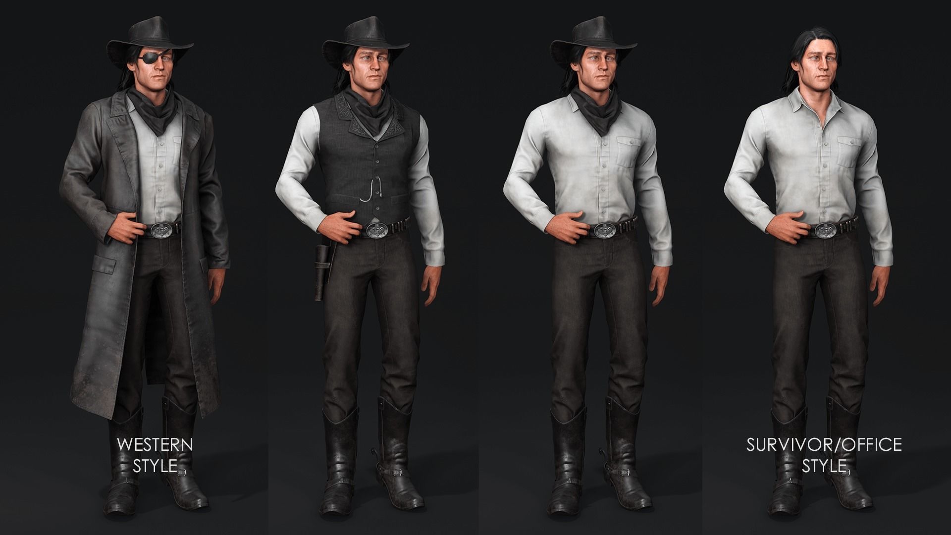 Bandit Western Wild West Adventure Survival Shooter Character Low-poly 3D model_8