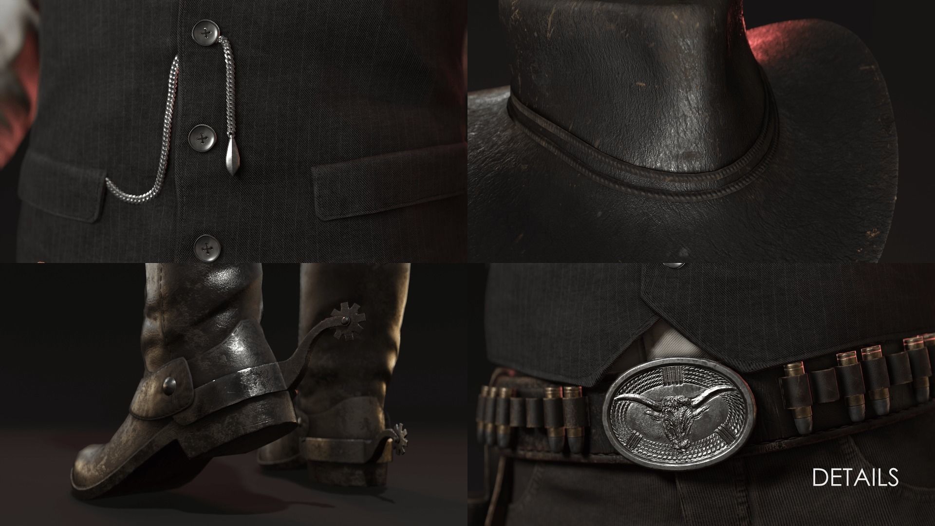 Bandit Western Wild West Adventure Survival Shooter Character Low-poly 3D model_5