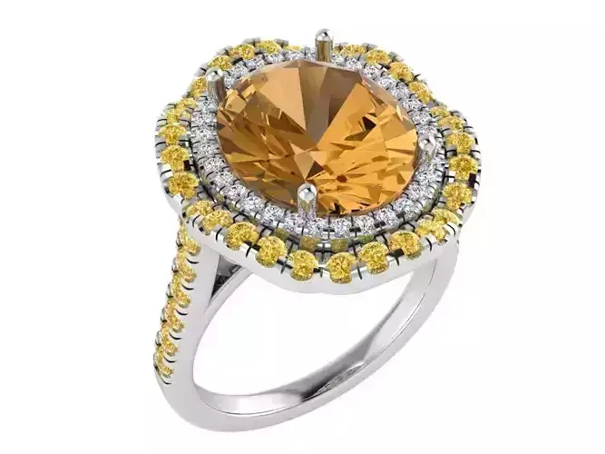 Stylish big yellow stone diamond ring 3201 3D print model