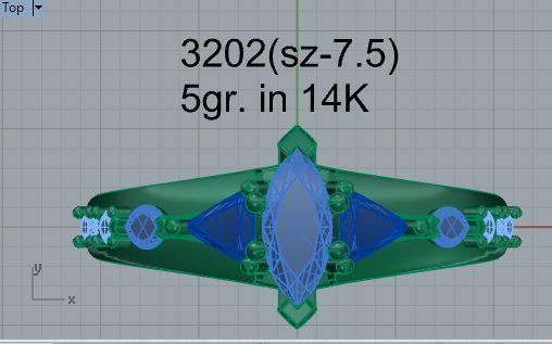 Crown blue stone diamond ring 3202 3D print model 3D print model_4