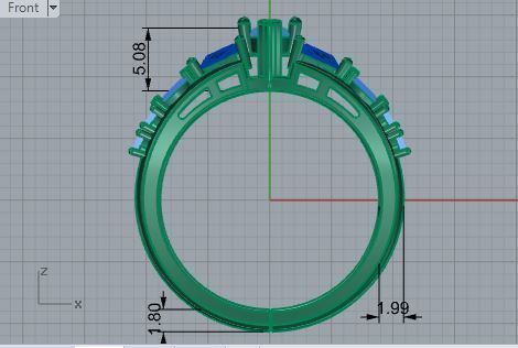 Crown blue stone diamond ring 3202 3D print model 3D print model_5