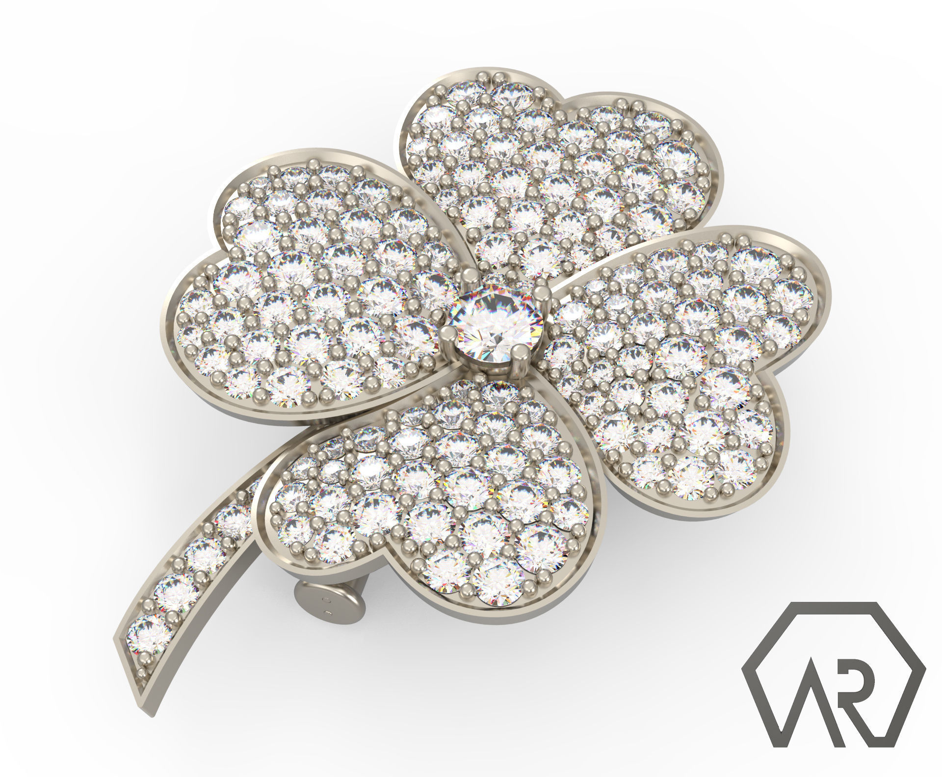 Flower brooch and pendant 3d print model D20 3D print model 3D print model_2