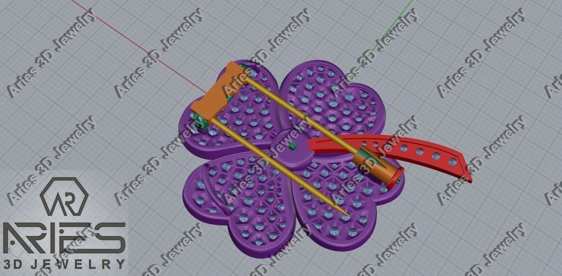 Flower brooch and pendant 3d print model D20 3D print model 3D print model_15