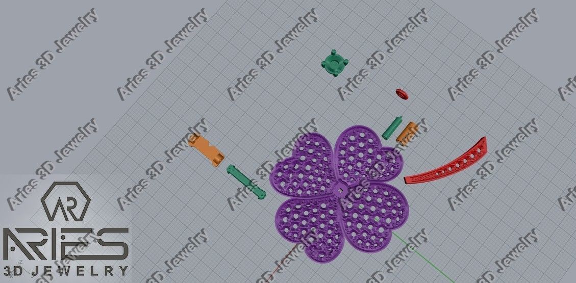 Flower brooch and pendant 3d print model D20 3D print model 3D print model_7