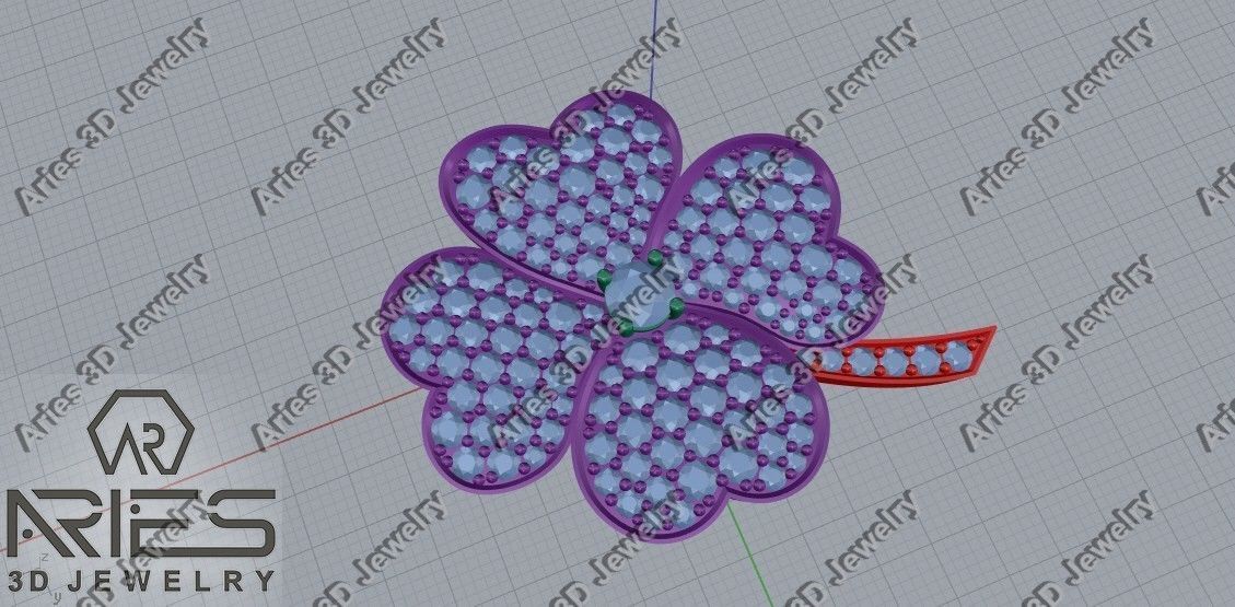 Flower brooch and pendant 3d print model D20 3D print model 3D print model_6