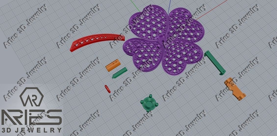 Flower brooch and pendant 3d print model D20 3D print model 3D print model_8