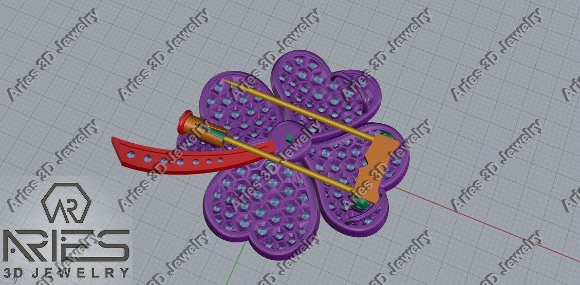 Flower brooch and pendant 3d print model D20 3D print model 3D print model_18