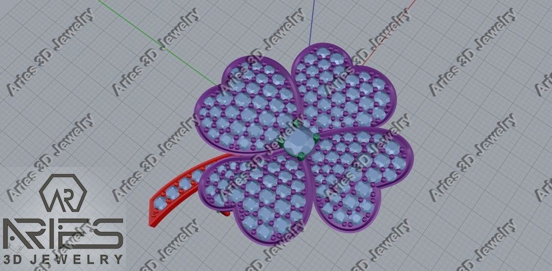 Flower brooch and pendant 3d print model D20 3D print model 3D print model_12