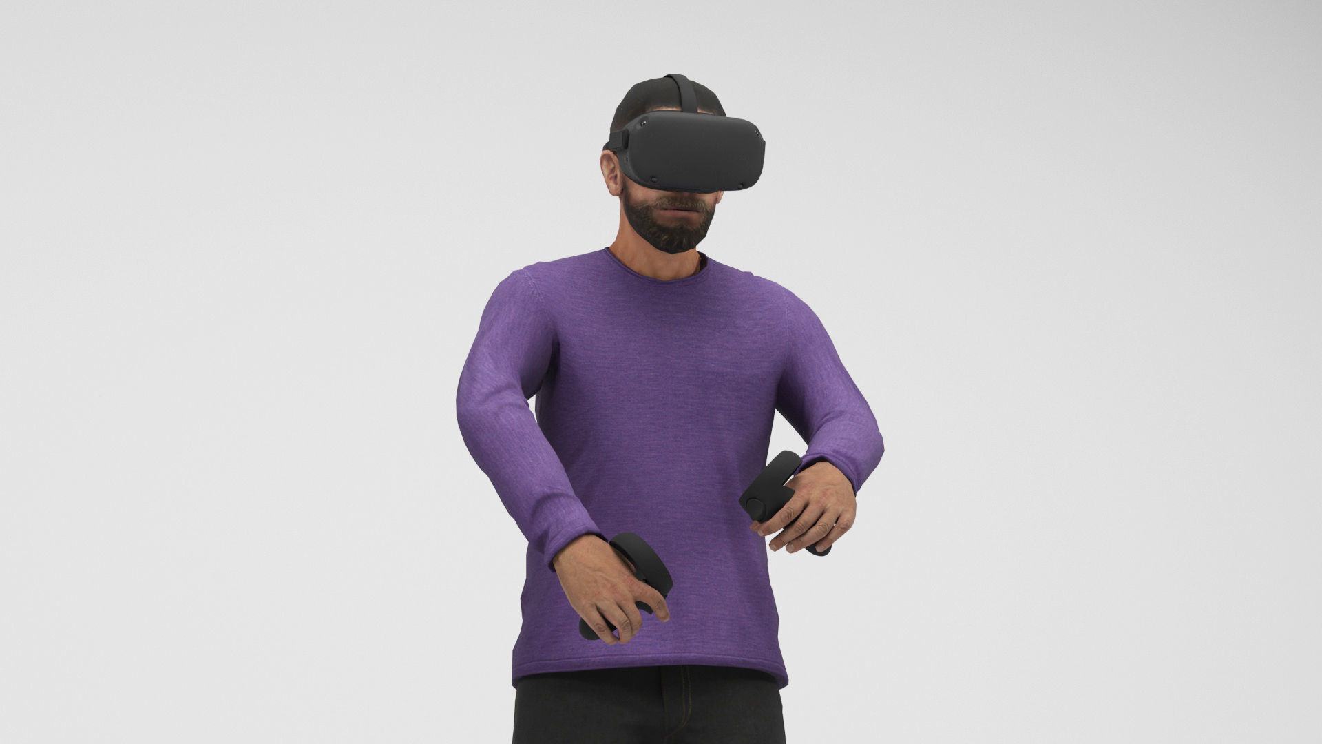 Man with VR Low-poly 3D model_14