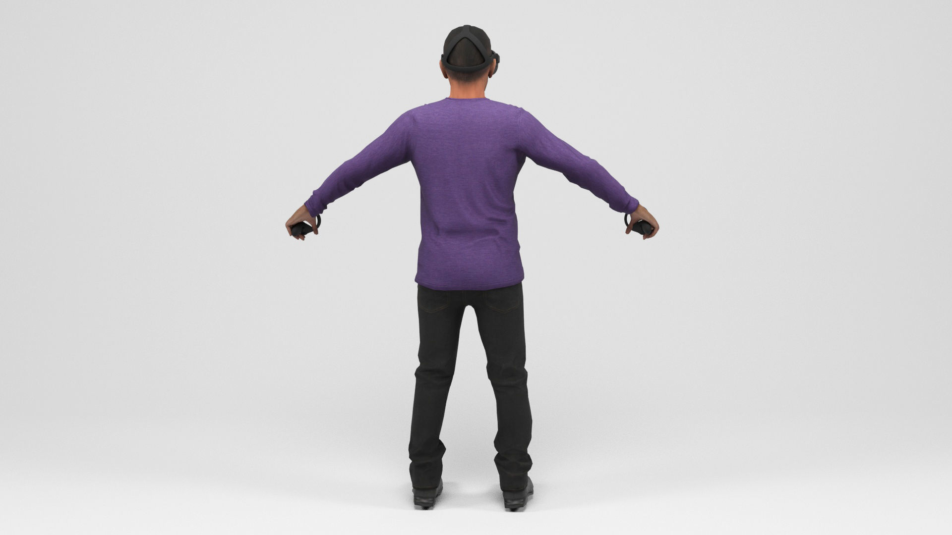 Man with VR Low-poly 3D model_4