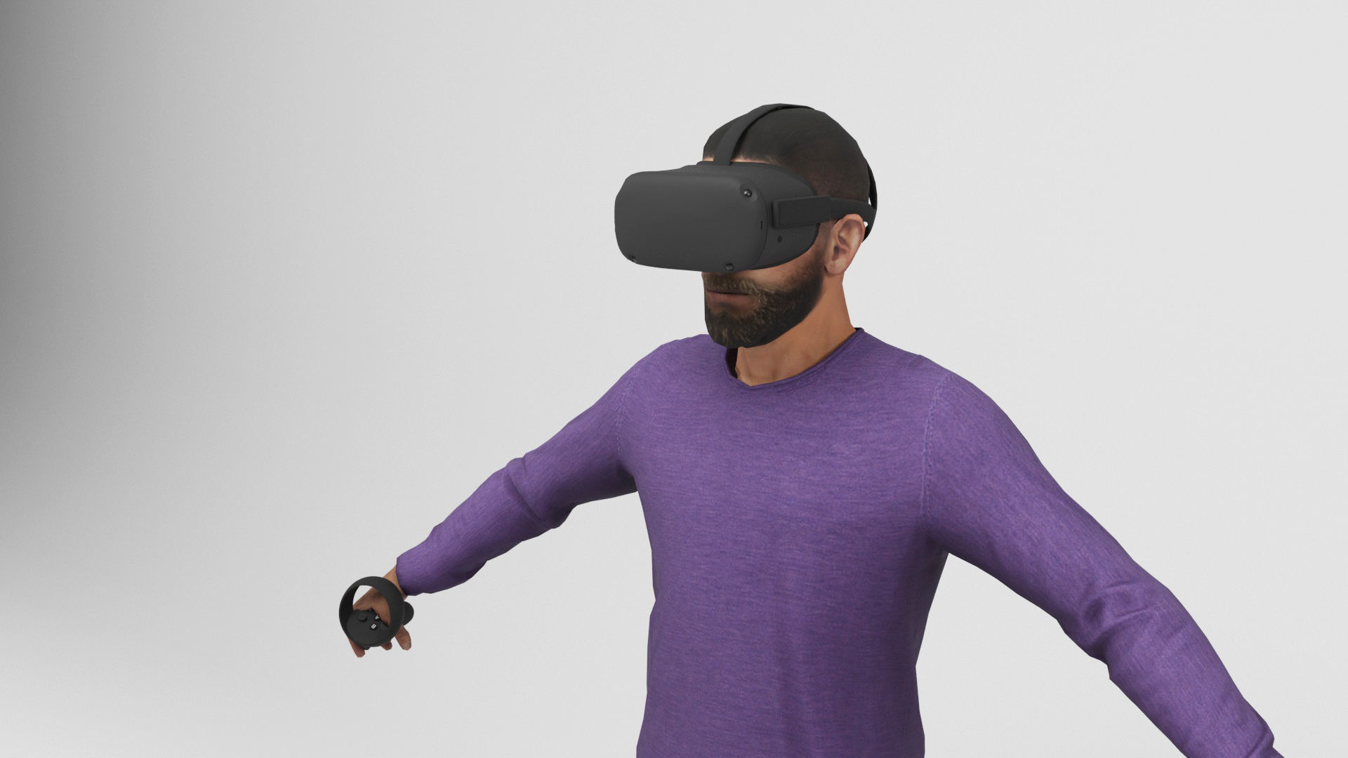 Man with VR Low-poly 3D model_6