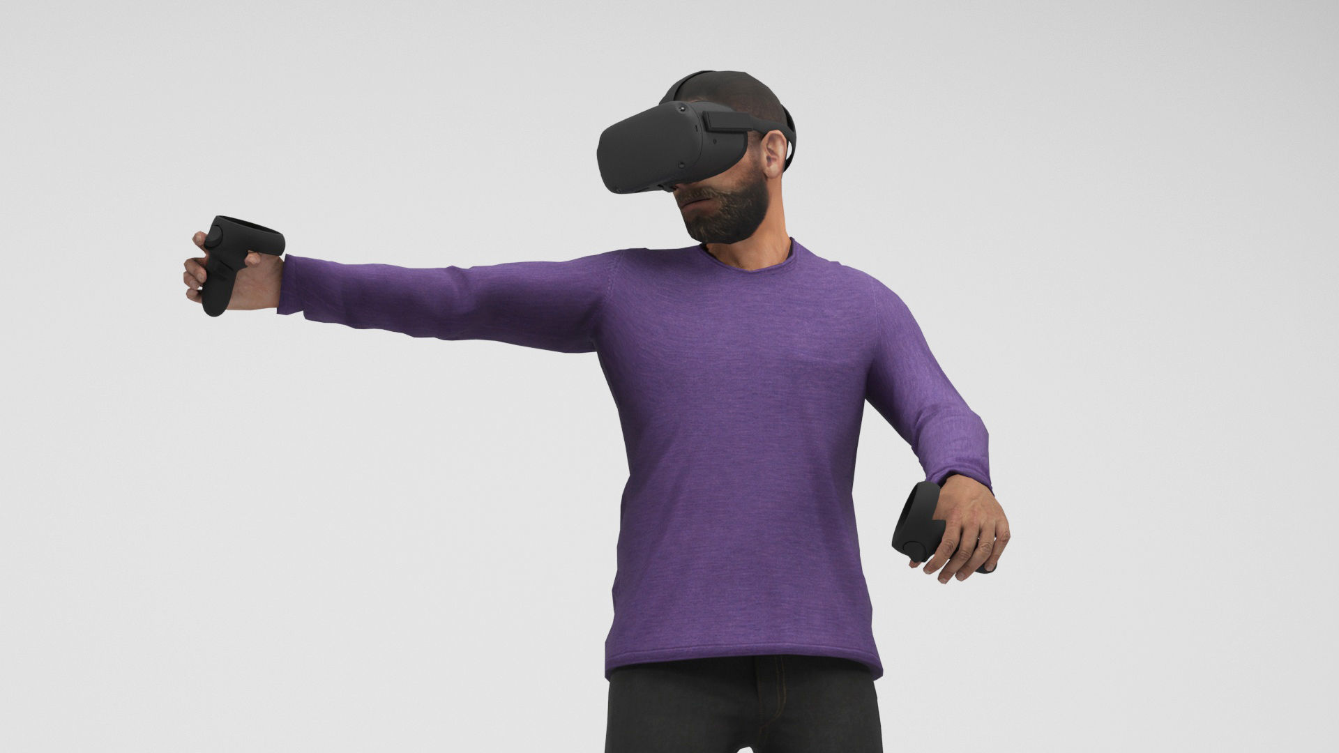 Man with VR Low-poly 3D model_8