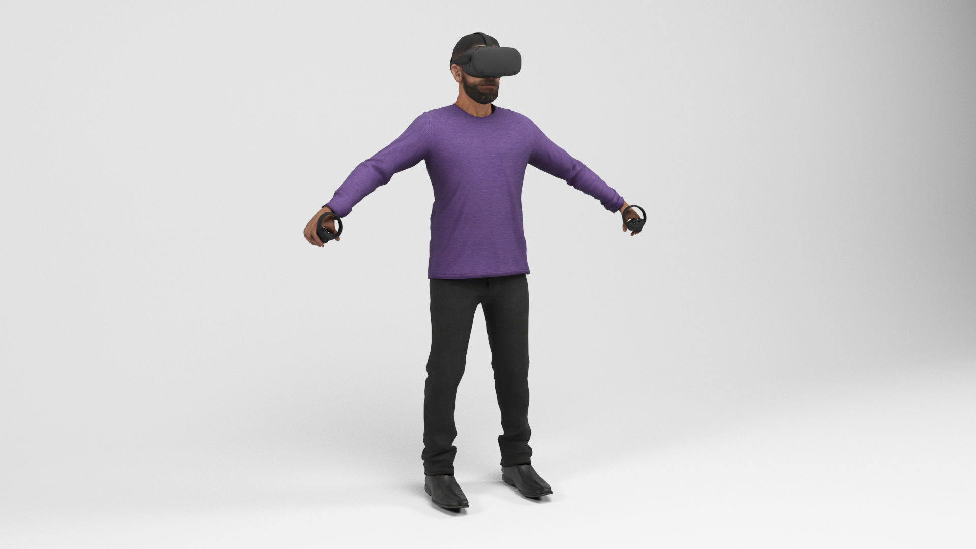 Man with VR Low-poly 3D model_1