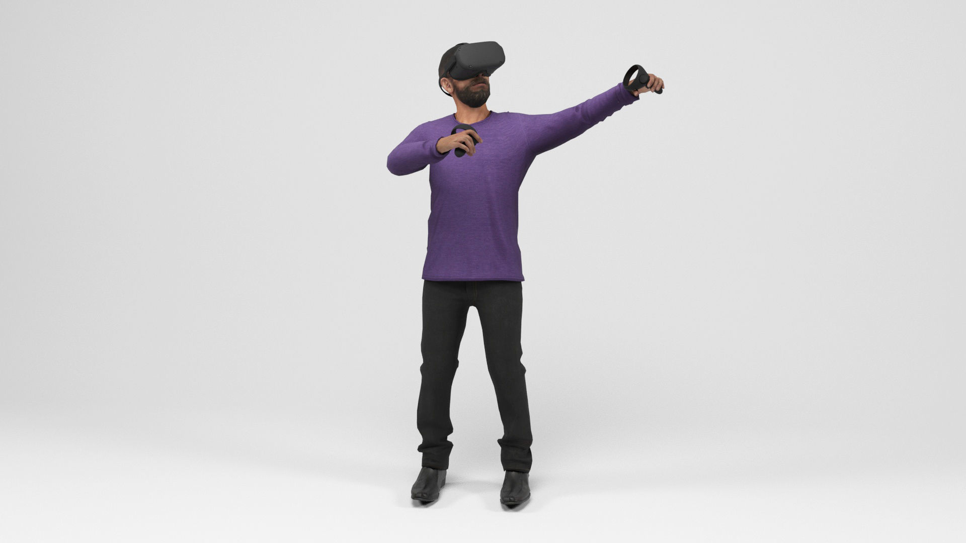 Man with VR Low-poly 3D model_9