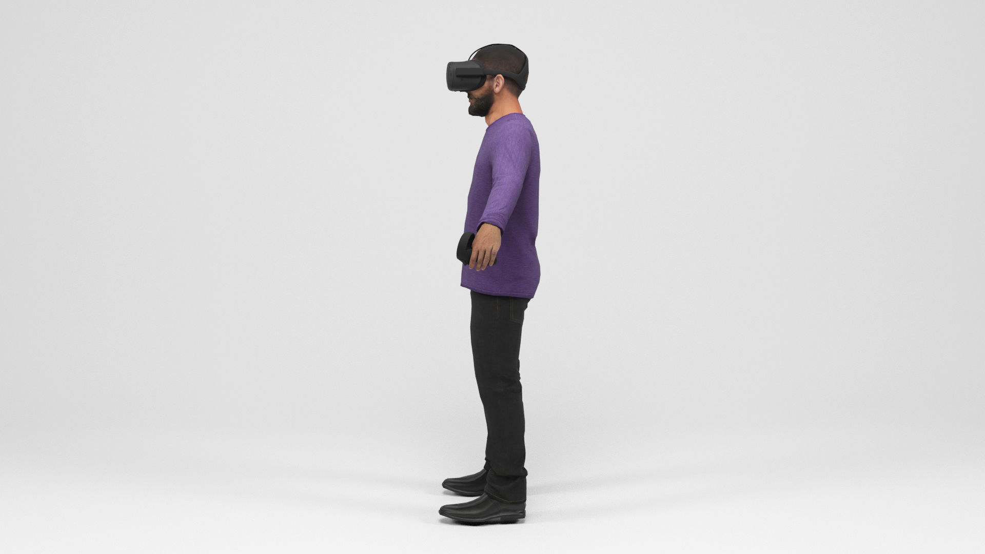 Man with VR Low-poly 3D model_2