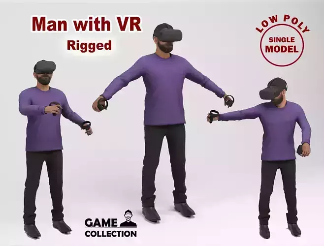 Man with VR Low-poly 3D model