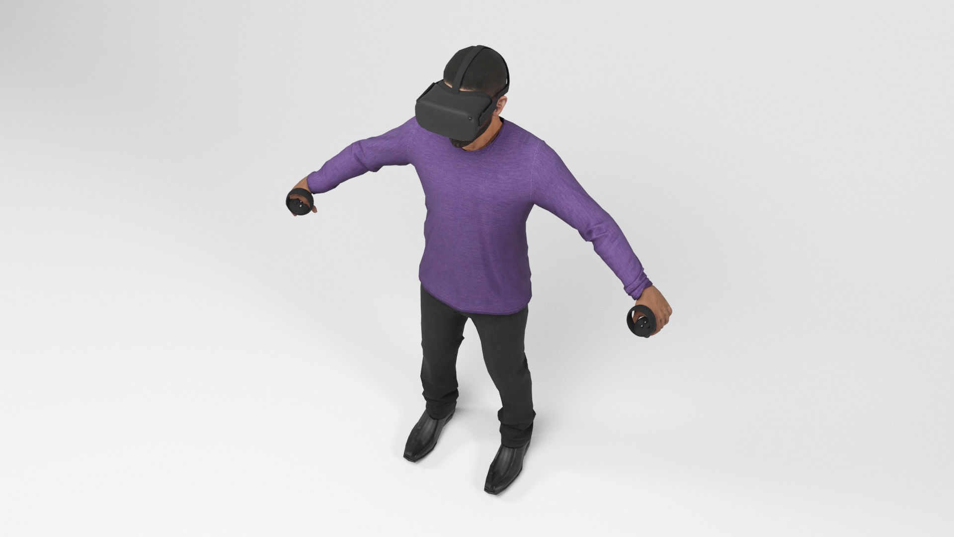 Man with VR Low-poly 3D model_5