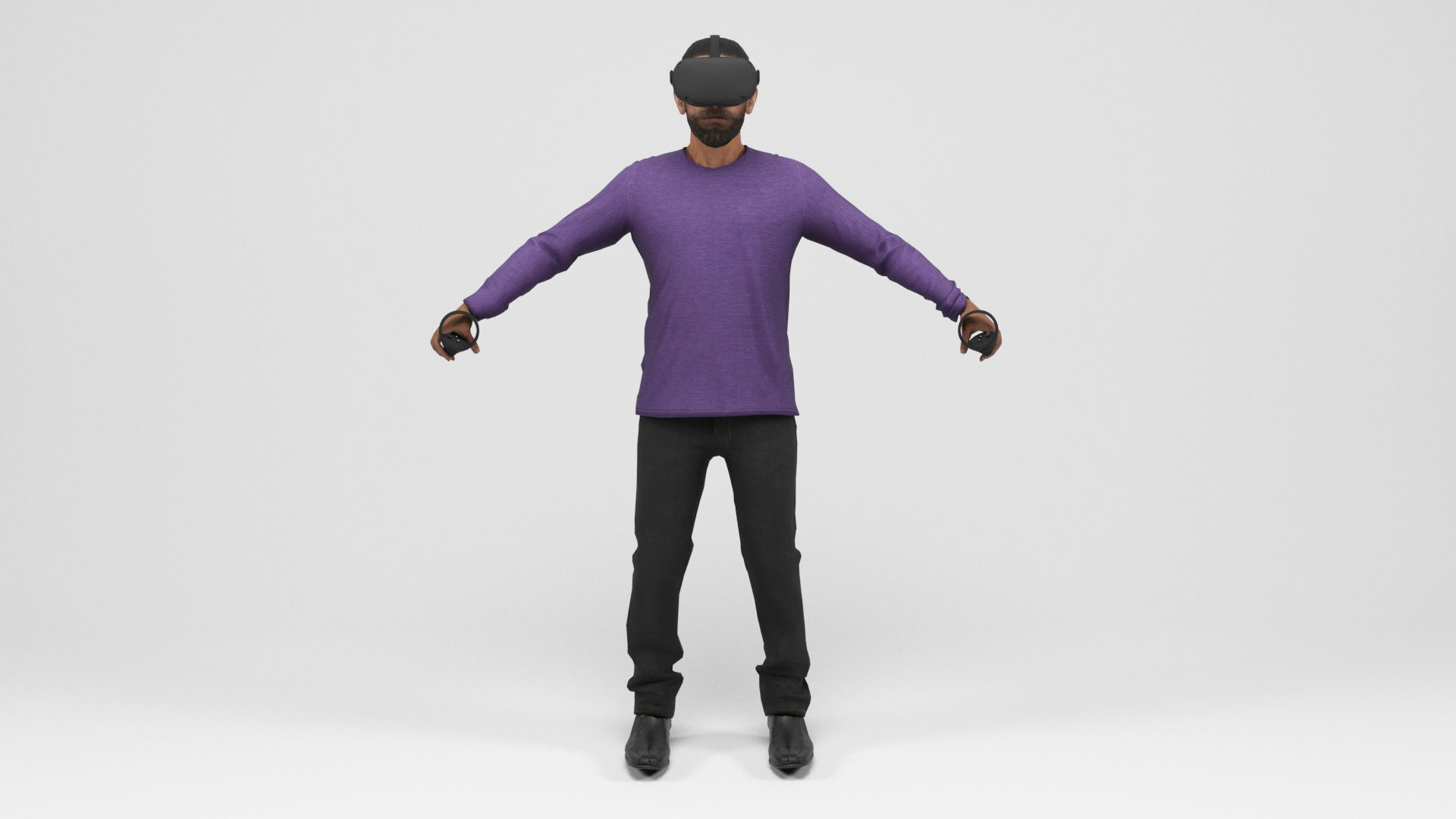 Man with VR Low-poly 3D model_3