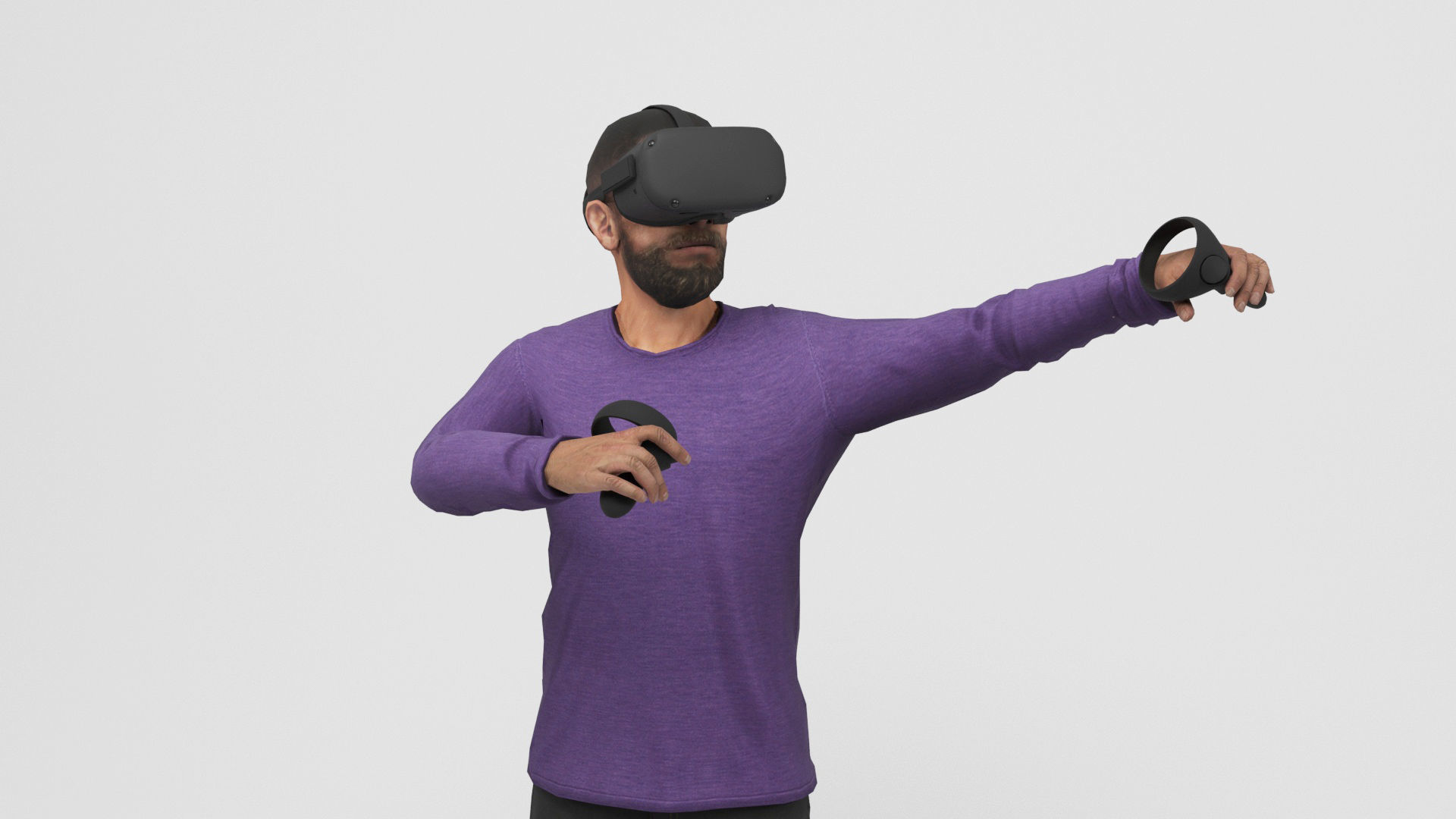 Man with VR Low-poly 3D model_13