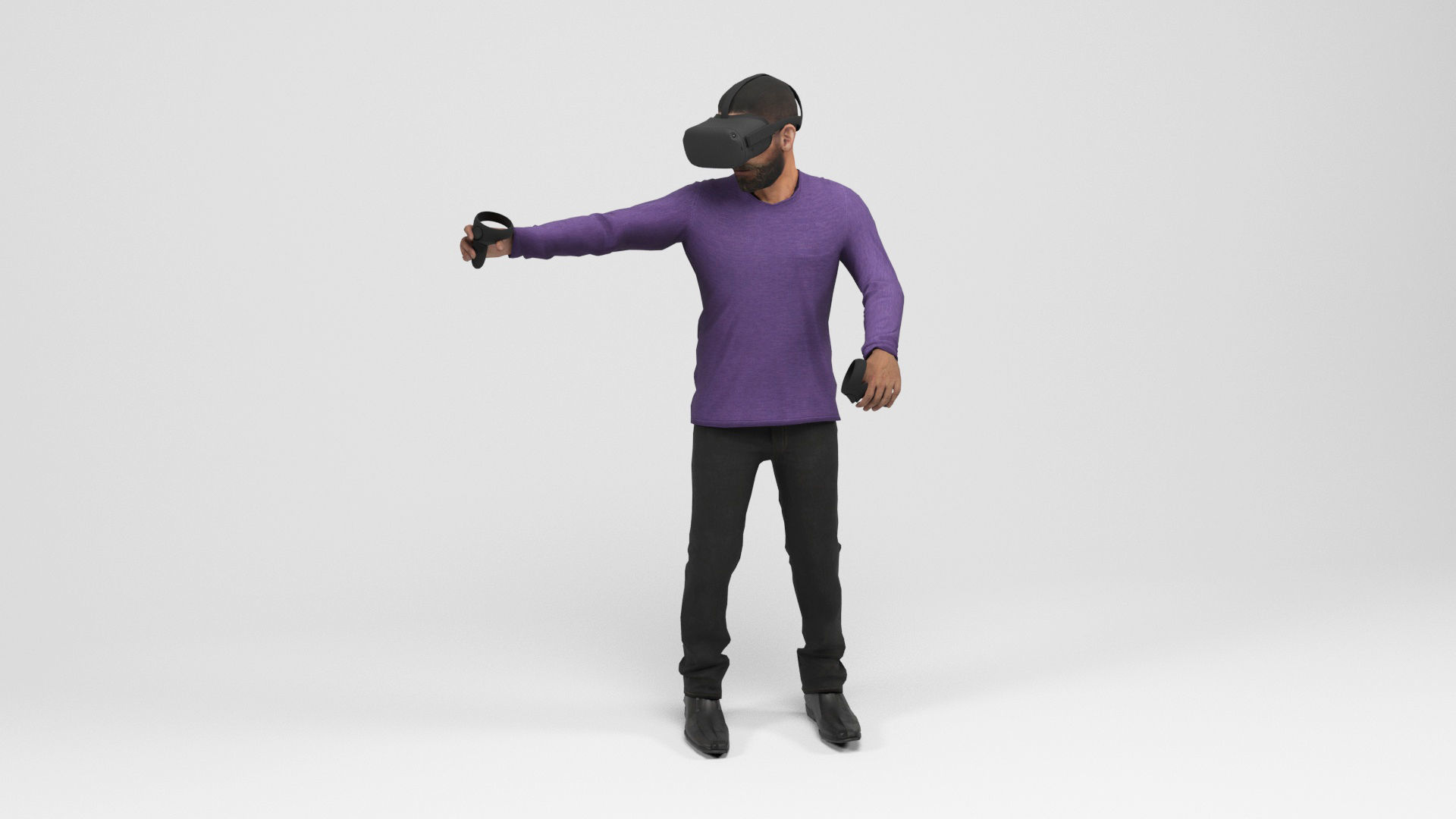 Man with VR Low-poly 3D model_11