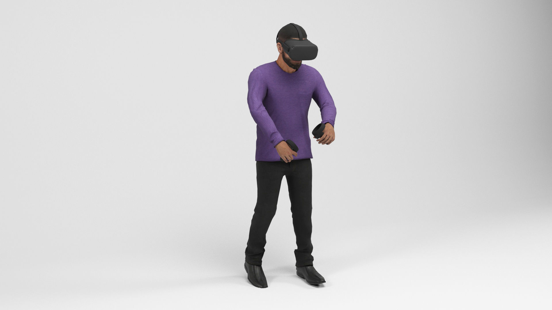 Man with VR Low-poly 3D model_15