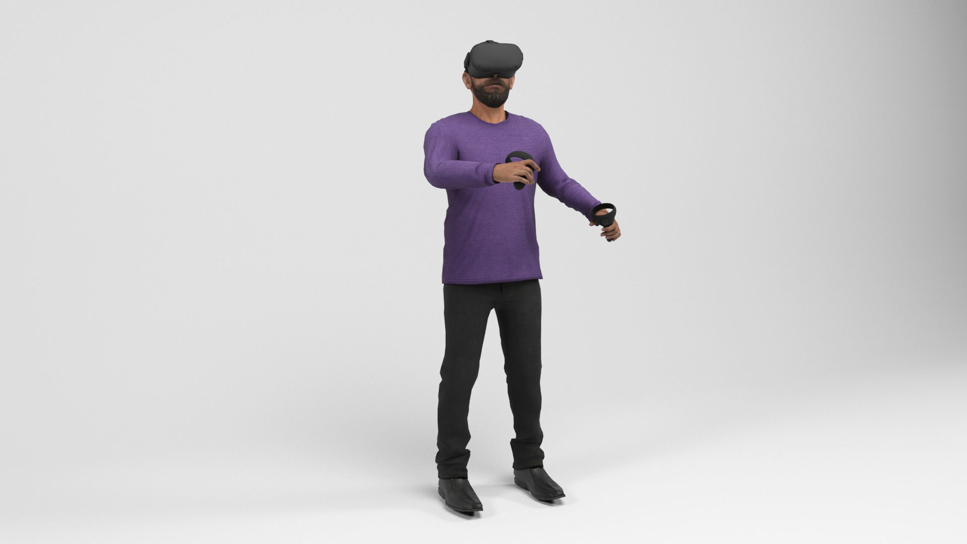 Man with VR Low-poly 3D model_12