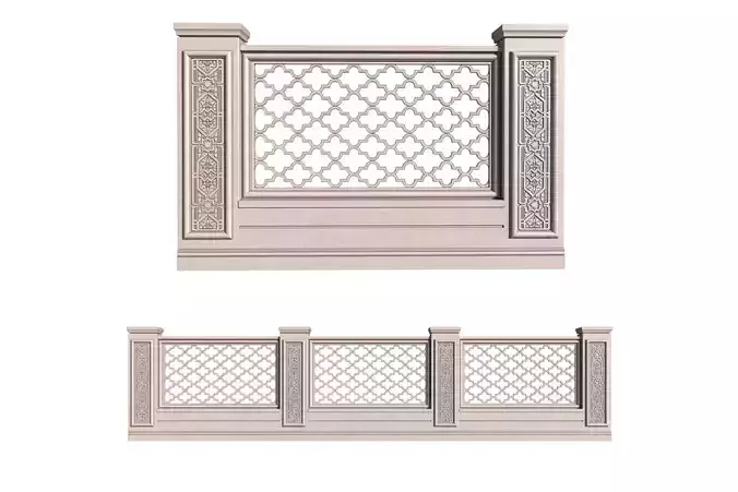 Fence in oriental style 3D model