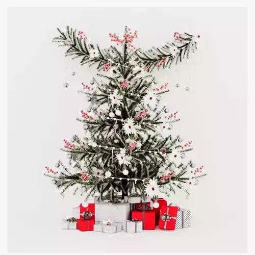3D Christmas Tree 7 with gifts New year