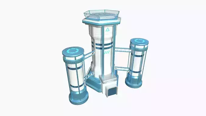 SciFi Facility A01 White Blue - Sci Fi Exterior Design Low-poly 3D model