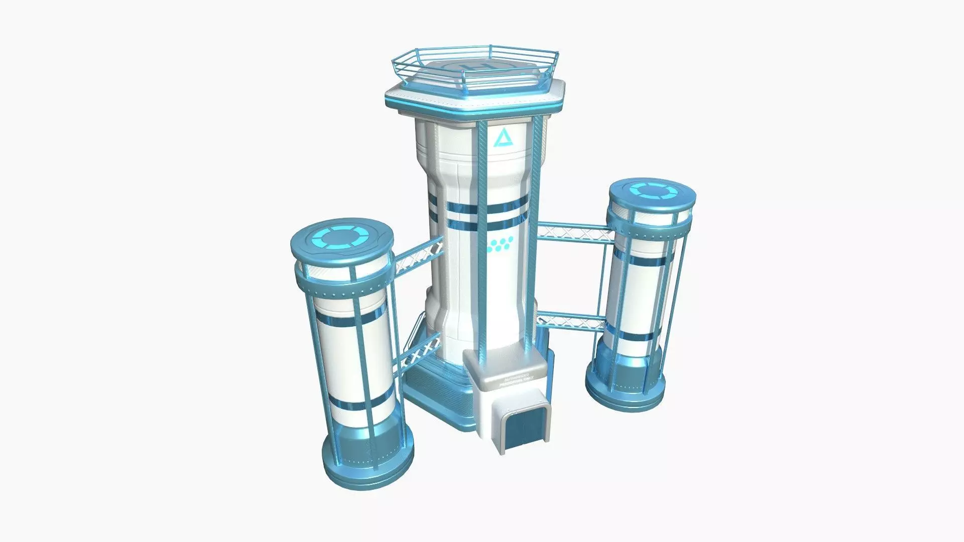 SciFi Facility A01 White Blue - Sci Fi Exterior Design Low-poly 3D model_0