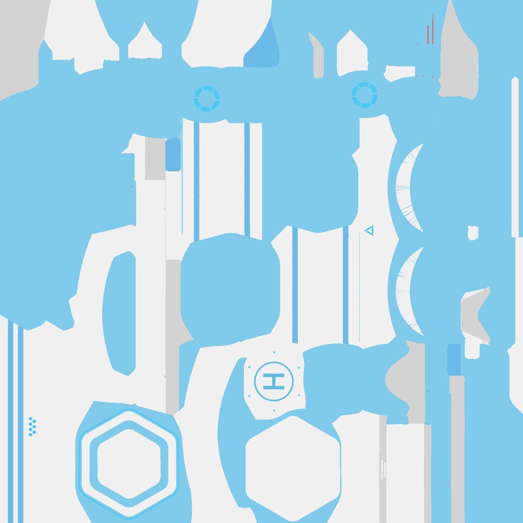 SciFi Facility A01 White Blue - Sci Fi Exterior Design Low-poly 3D model_19