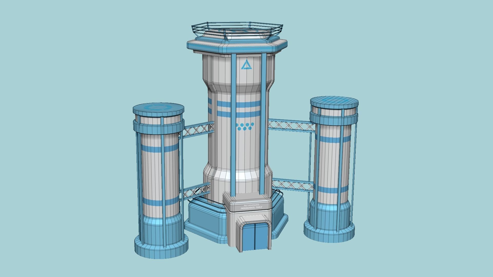 SciFi Facility A01 White Blue - Sci Fi Exterior Design Low-poly 3D model_6
