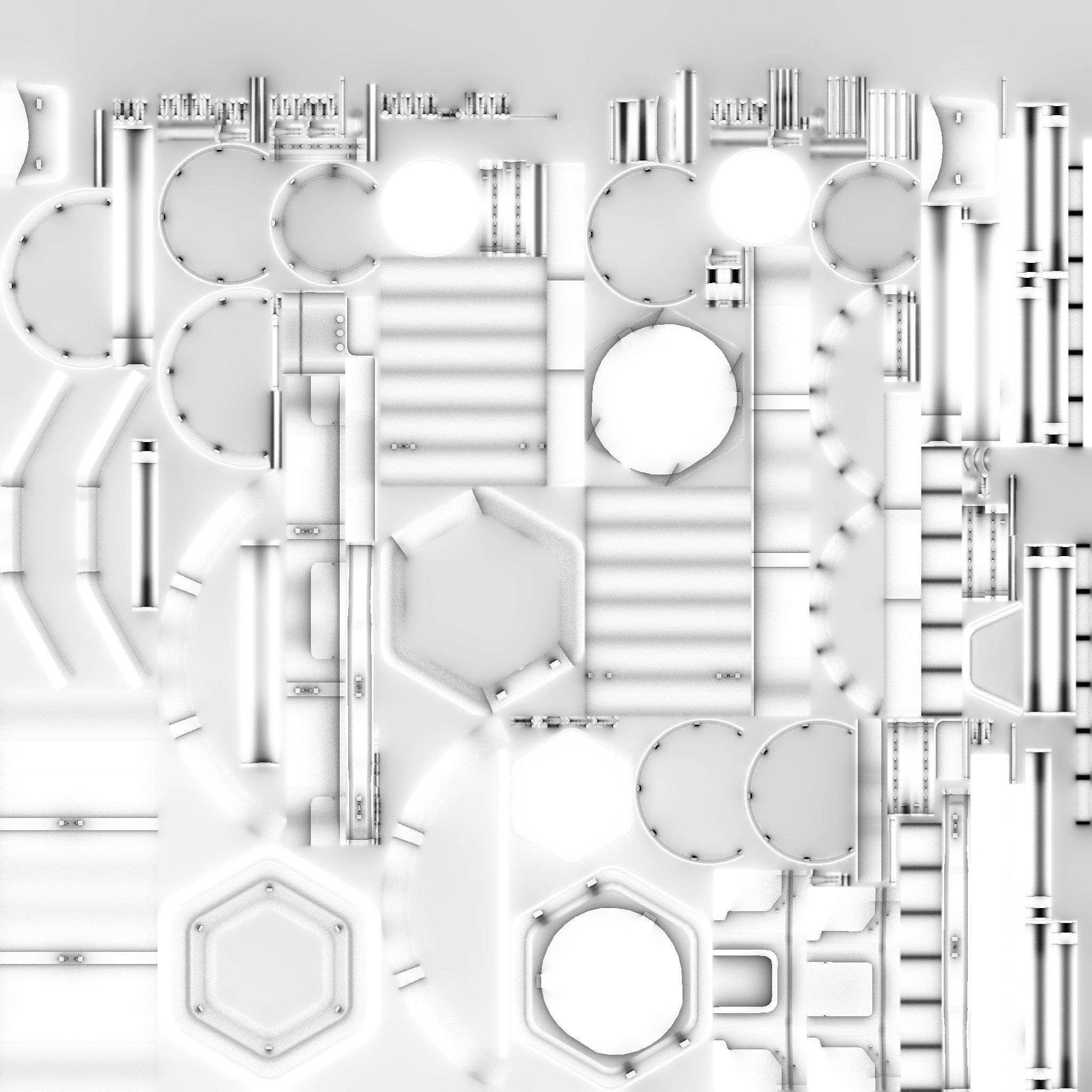 SciFi Facility A01 White Blue - Sci Fi Exterior Design Low-poly 3D model_18